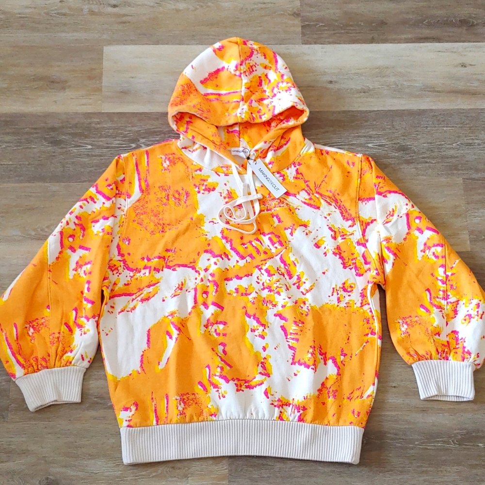 NWT Making The Cut Yannick Oversized Heavyweight Pullover Hoodie Orange Size L